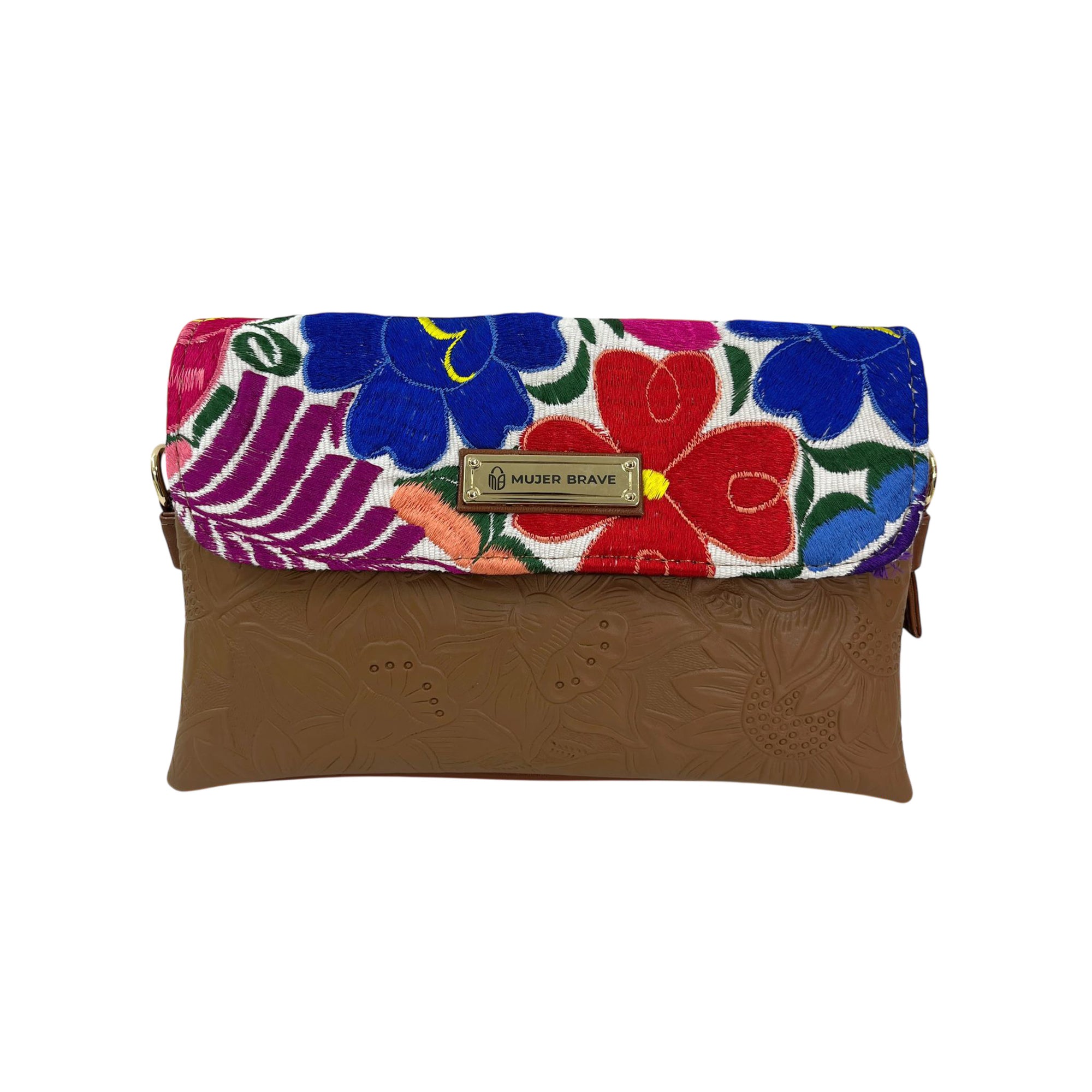 Karla Purse - Embossed Leather with Floral Embroidery and Chain Strap