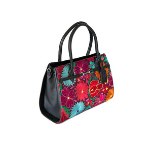 GISELA PURSE, Handbag with elegant floral embroidery.