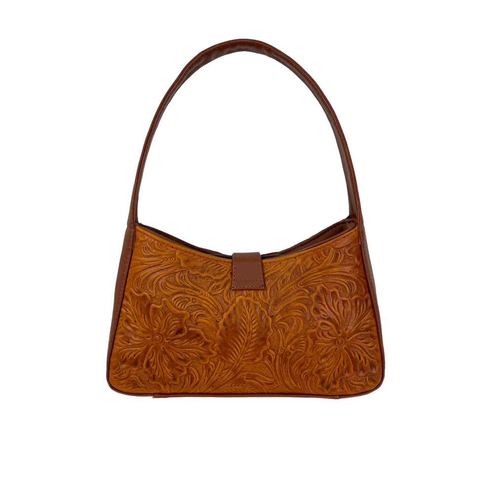 Dania Purse - Leather Purse with Frontal Floral Embroidery