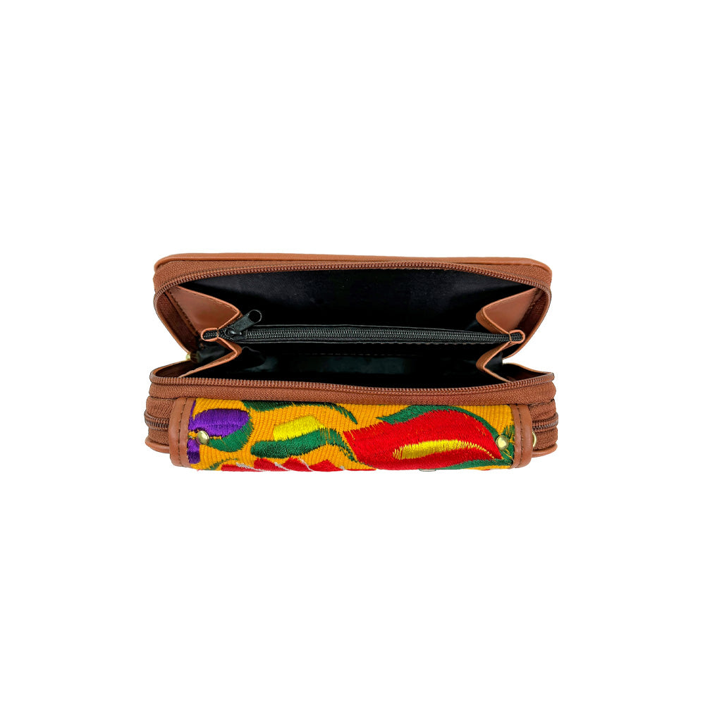 Erika Wallet - Embossed Leather with Elegant Embroidery