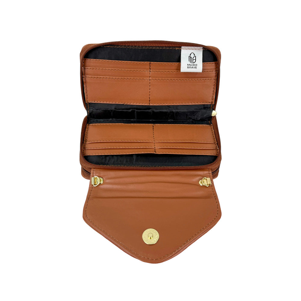 Erika Wallet - Embossed Leather with Elegant Embroidery