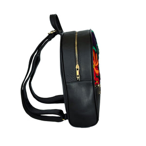 brown leather backpack with embroidered butterflies Ana Backpack – Floral Embroidered Bag in Brown or Black Leather Black