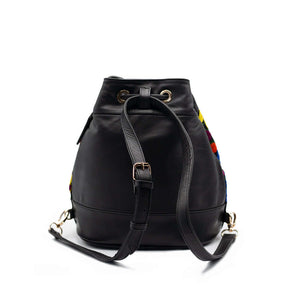 FLOR PURSE - Embroidered leather backpack with adjustable strap