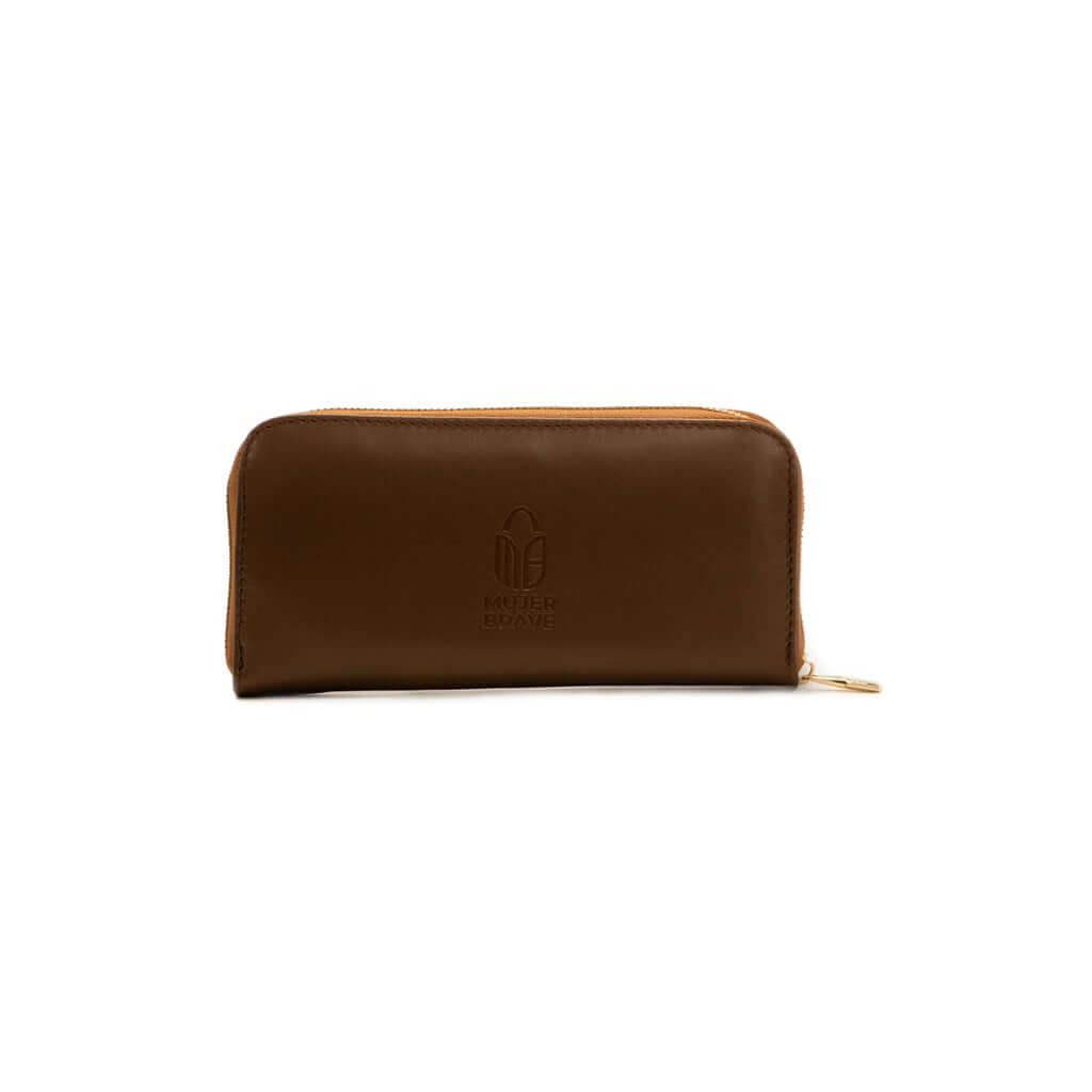 Elena Wallet - Brown Leather Embroidered Wallet