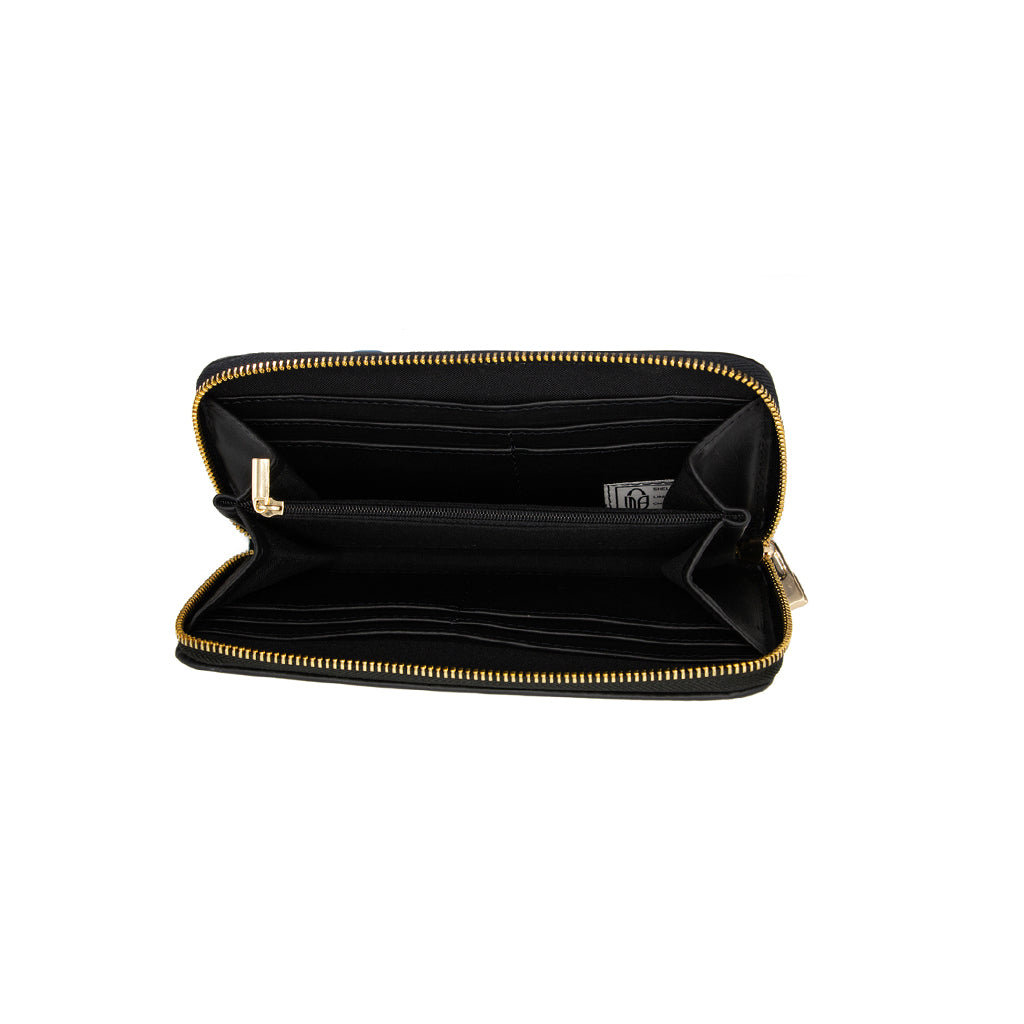 Priscilla Wallet - Black Leather Embroidered Wallet